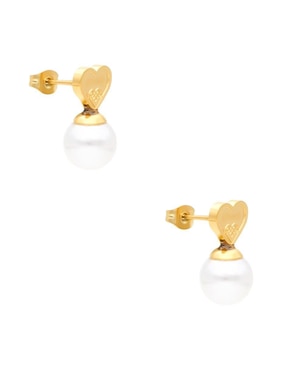 Broqueles de corazón Nuvi con acabado brillante imitación perla