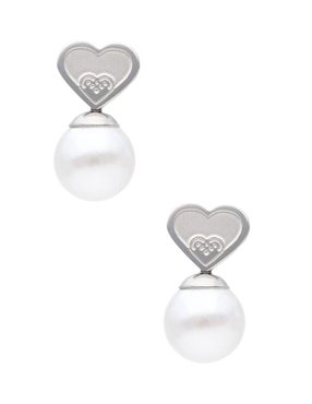 Broqueles de corazón Nuvi con acabado brillante imitación perla