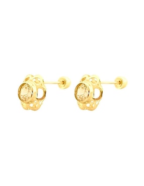 Broqueles de flor Lenna de oro con acabado brillante zirconia