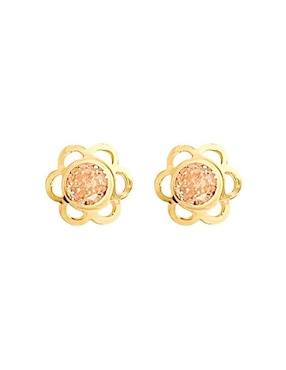 Broqueles de flor Lenna de oro con acabado brillante zirconia