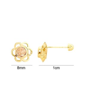 Broqueles de flor Lenna de oro con acabado brillante zirconia