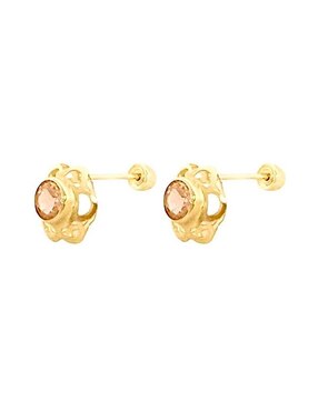 Broqueles de flor Lenna de oro con acabado brillante zirconia