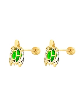 Broqueles de tortuga Lenna de oro con acabado brillante zirconia