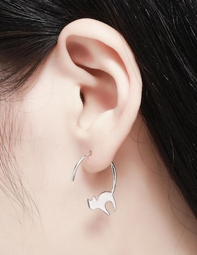 Aretes de gato Chulada de plata P 925 con acabado brillante