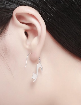 Aretes de gato Chulada de plata P 925 con acabado brillante