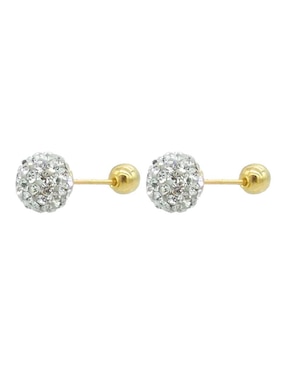 Broqueles de esfera Lenna de oro con acabado brillante cristal
