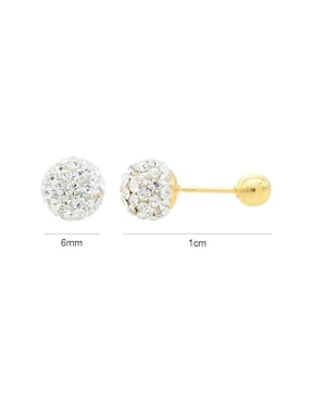 Broqueles de esfera Lenna de oro con acabado brillante cristal