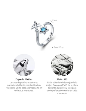 Anillo de estrella Chulada Beauty P 925 de plata circonita brillante