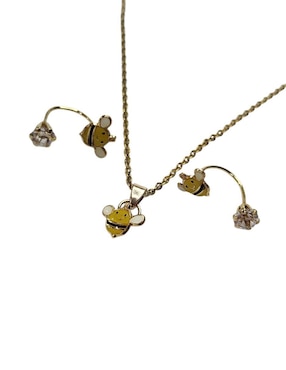 Set de collar y aretes Limerence By Claudia Herrera de oro vermeil 14 k zirconia