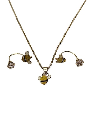 Set de collar y aretes Limerence By Claudia Herrera de oro vermeil 14 k zirconia
