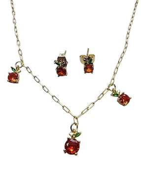 Set De Collar Y Aretes Limerence By Claudia Herrera Frutas De Oro Vermeil 14 K Zirconia