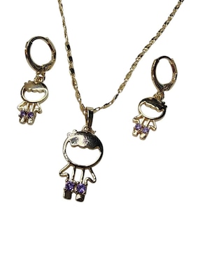 Set de collar y aretes Limerence By Claudia Herrera Family de oro vermeil 14 K zirconia
