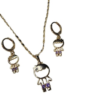 Set de collar y aretes Limerence By Claudia Herrera Family de oro vermeil 14 K zirconia
