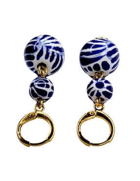 Aretes redondos Maria Rayuela Talavera con acabado chapa de oro