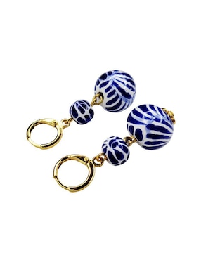 Aretes redondos Maria Rayuela Talavera con acabado chapa de oro