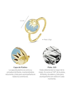 Anillo de luna Chulada Beauty P 925 de plata brillante