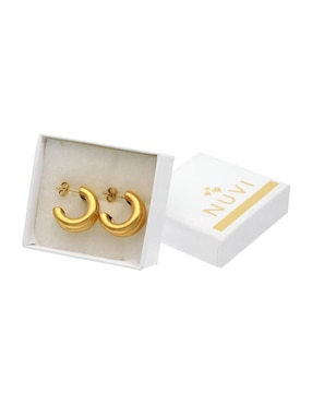 Aretes de aro circulares Nuvi Tendencias con acabado brillante