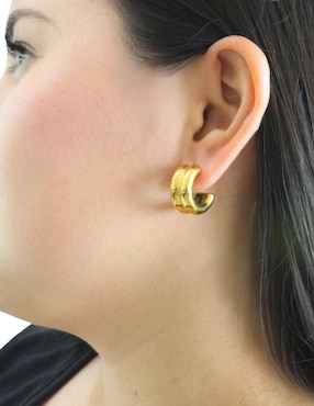 Aretes de aro circulares Nuvi Tendencias con acabado brillante