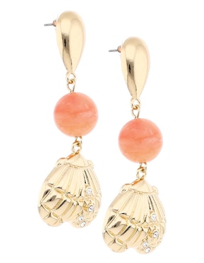Aretes largos de corazón lieb con acabado brillante