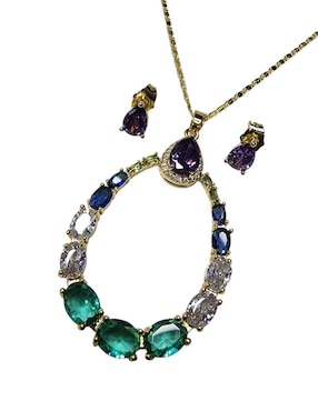Aretes y collar de gota Limerence by Claudia Herrera zirconia