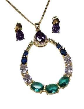Aretes y collar de gota Limerence by Claudia Herrera zirconia