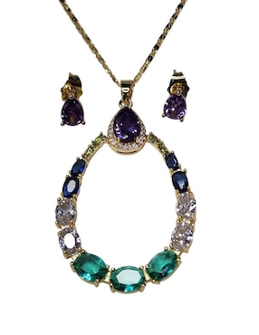 Aretes y collar de gota Limerence by Claudia Herrera zirconia