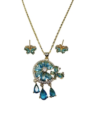 Aretes y collar de flor Limerence by Claudia Herrera zirconia