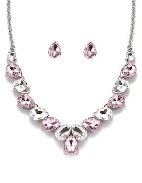 Aretes y collar de gota Lieb de metal cristal