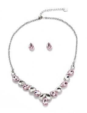 Aretes y collar de gota Lieb de metal cristal