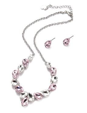 Aretes y collar de gota Lieb de metal cristal