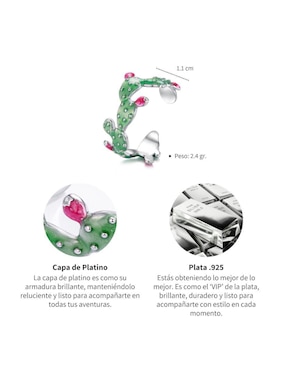 Anillo de nopal Chulada Raíces P 925 de plata pulido