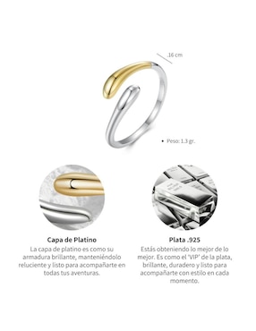 Anillo de gota Chulada Beauty P 925 de plata pulido
