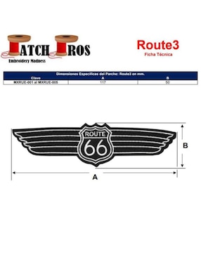 Parche decorativo para ropa Ventdepot Route03 aplicación bordado