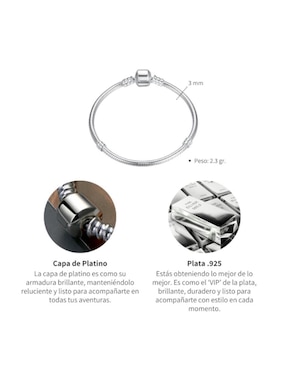 Pulsera Chulada de plata P 925 Beauty con acabado pulido