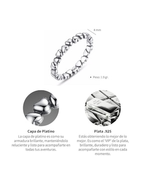 Anillo de corazón Chulada Beauty P 925 de plata pulido