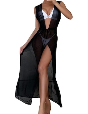 Salida de playa vestido Twist Side con pompón para mujer