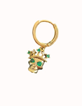 Set de aretes de calavera Nira Skull-Green con acabado pulido zirconia cúbica