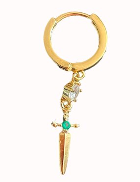 Set de aretes de calavera Nira Skull-Green con acabado pulido zirconia cúbica