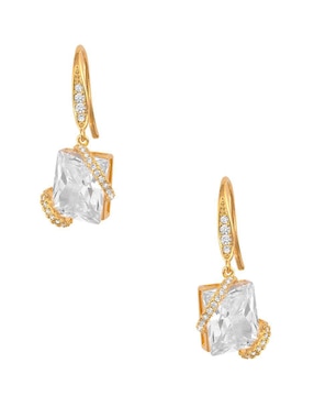 Aretes cortos Unlimited By Ob 18 k con acabado chapa de oro cristal