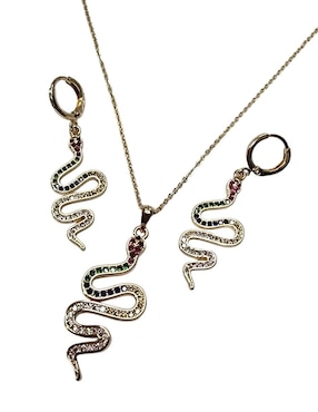 Set aretes y collar de serpiente Limerence by Claudia Herrera zirconia