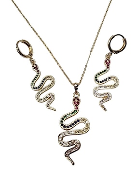 Set aretes y collar de serpiente Limerence by Claudia Herrera zirconia