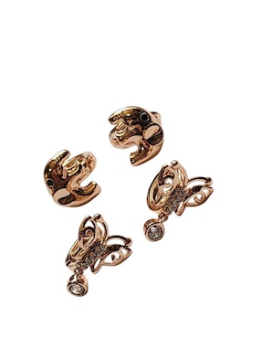 Set huggies de mariposa Llimerence by Claudia Herrera 14 k con acabado pulido zirconia