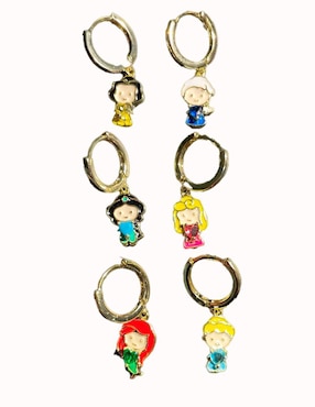 Set de aretes de princesa princesas Nira Disney con acabado pulido zirconia cúbica