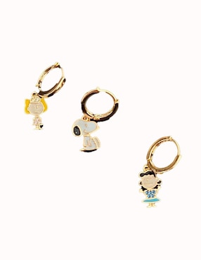 Set de aretes Snoopy Nira Peanuts con acabado pulido zirconia cúbica