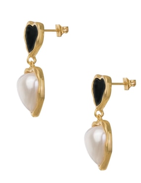 Aretes cortos de corazón Unlimited By Ob chapa de oro18 K