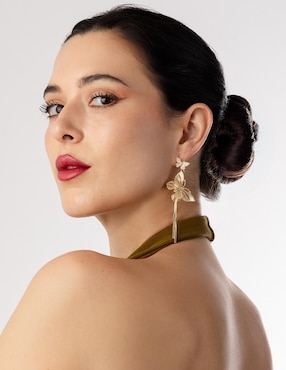Aretes largos de mariposa Unlimited By Ob chapa de oro 18 K cristal