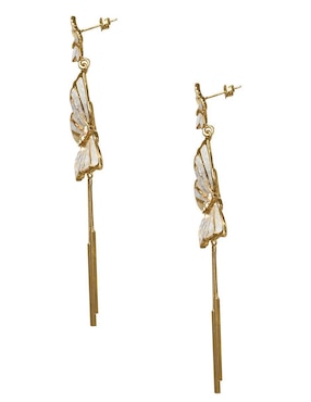 Aretes largos de mariposa Unlimited By Ob chapa de oro 18 K cristal