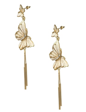 Aretes largos de mariposa Unlimited By Ob chapa de oro 18 K cristal