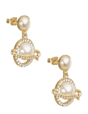 Aretes cortos de planeta Unlimited by Ob con acabado chapa de oro zirconia