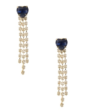 Aretes largos de corazón Unlimited by Ob con acabado chapa de oro zirconia